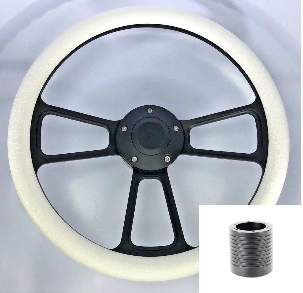 14 Inch Billet Steering Wheel White Half Wrap for Generic Vehicles (Universal)
