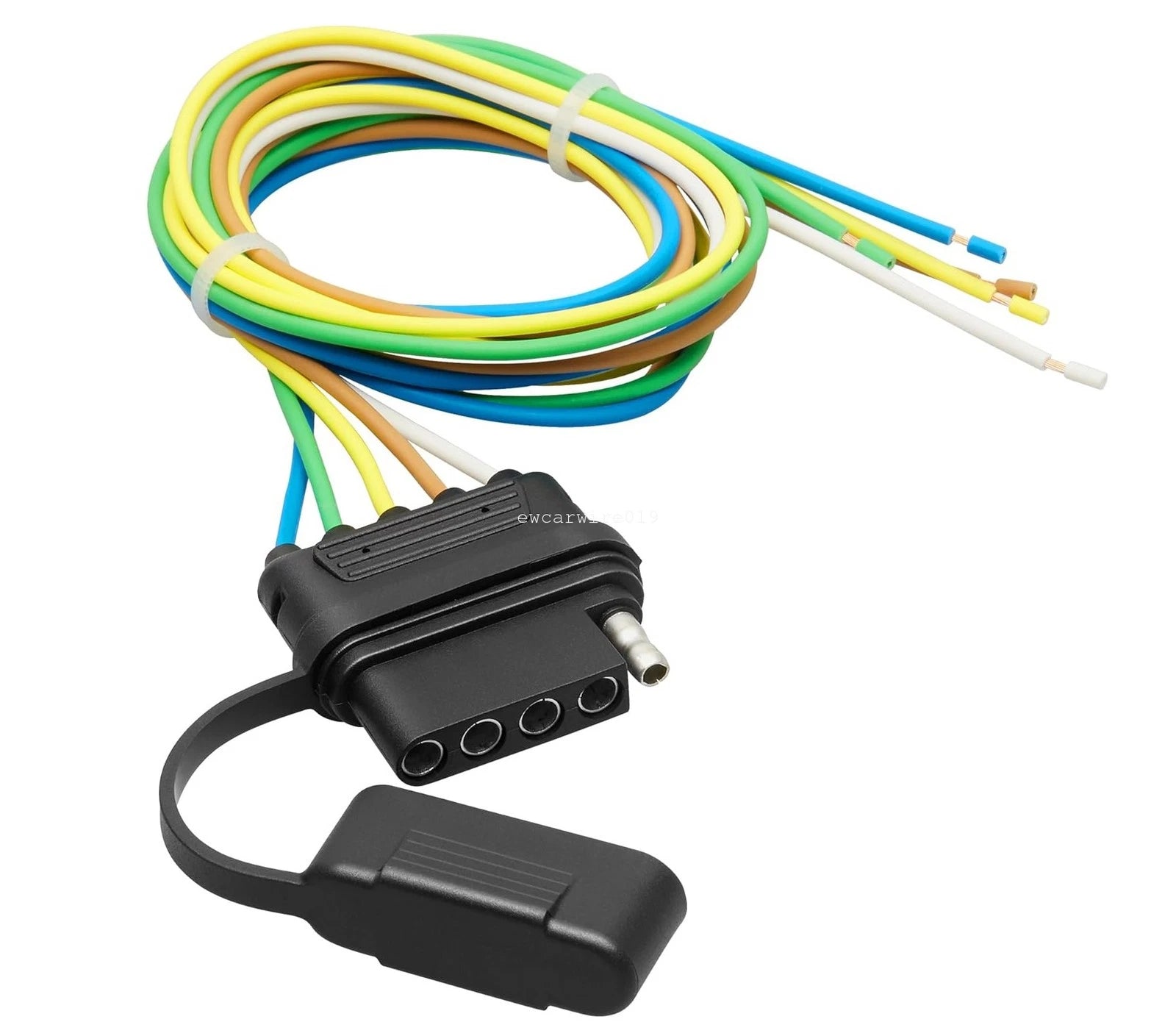 5-Pin Flat Trailer Wire Harness Tail Brake Light Socket Plug Connector