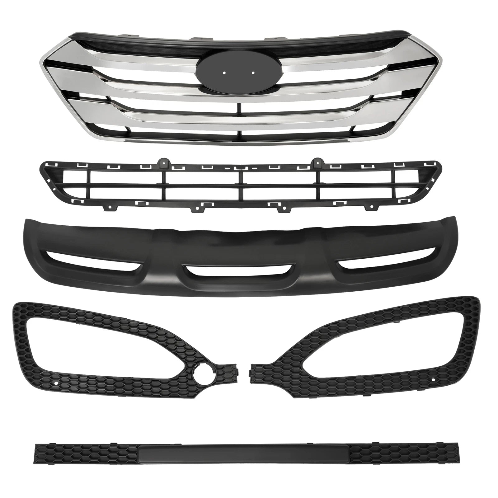 Set of 2 Upper Lower Grille Fog Light Bezels for Hyundai Santa Fe Sport (2013–2016)