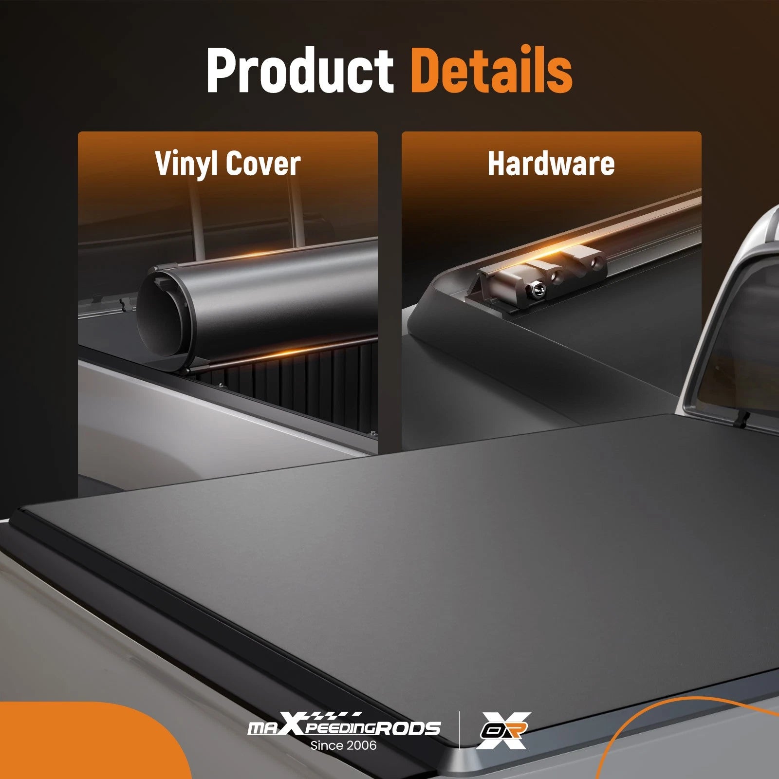 Soft Roll Up Tonneau Cover for Honda Ridgeline (2017-2026) with LED Lamp