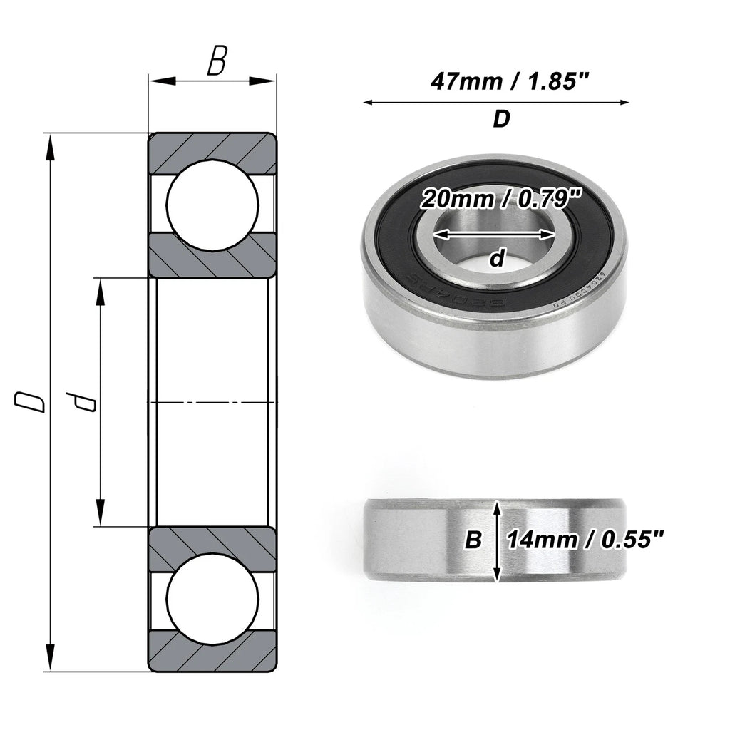 6204DDU Deep Groove Ball Bearing for Scooter Skateboard Wheel (P0)