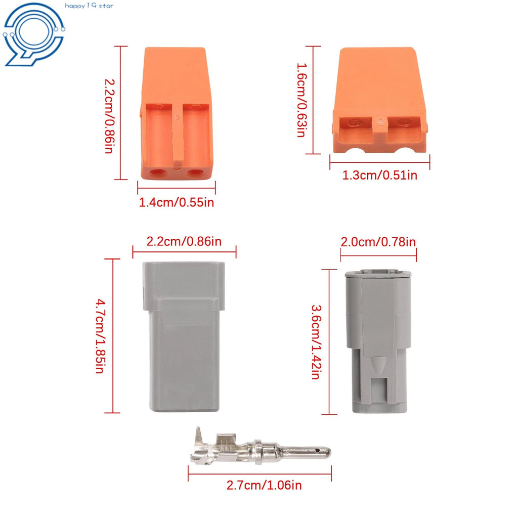 Set of 10 DTP 2 Pin Connector Kit with 20 Pairs 16-12 AWG Contacts 25A