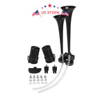 Dual Trumpet Train Horn Air System Kit for RV Car Truck Van Boat (12V)