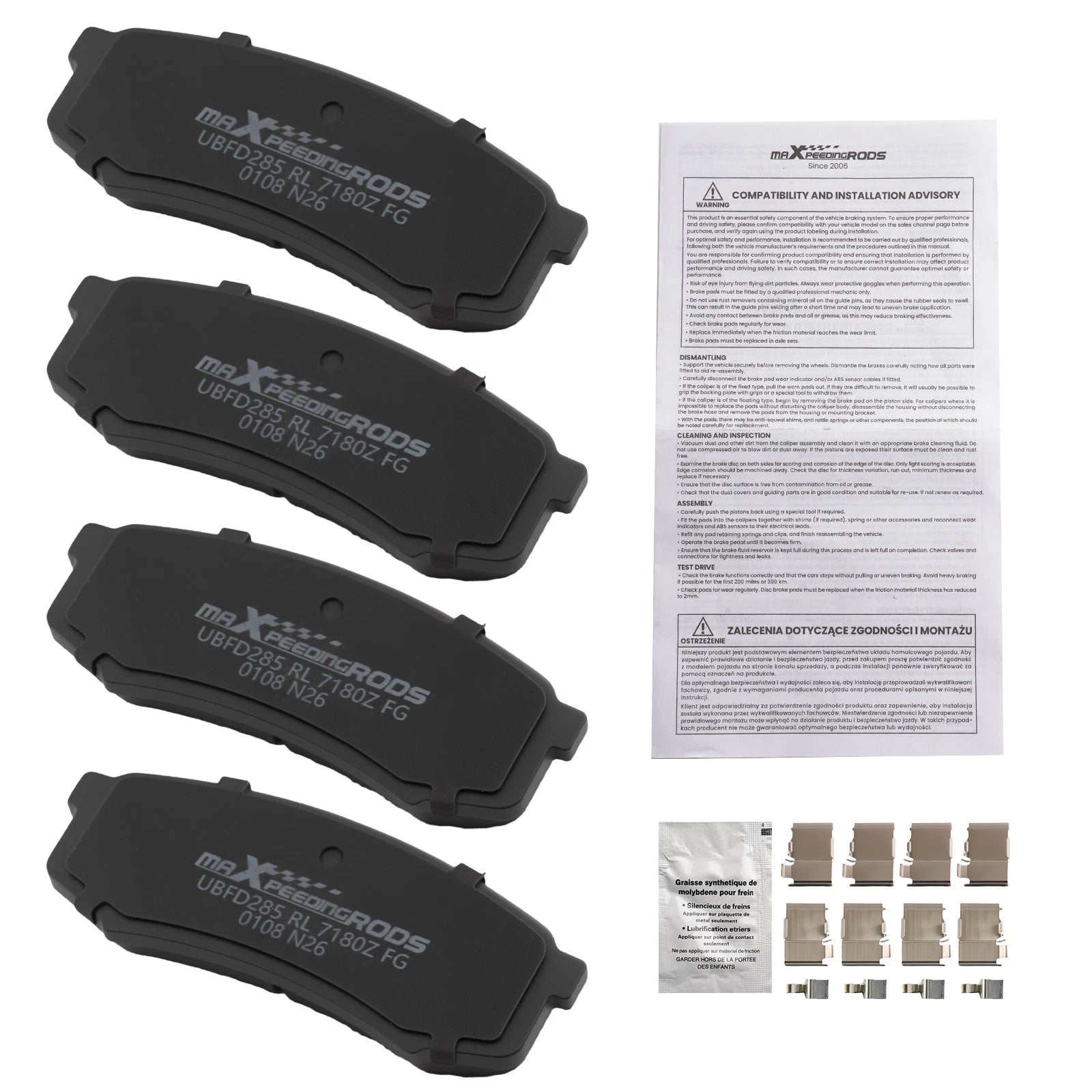 Rear Ceramic Brake Pads Set for Toyota 4Runner/FJ Cruiser/Land Cruiser/Sequoia (2003–2023)