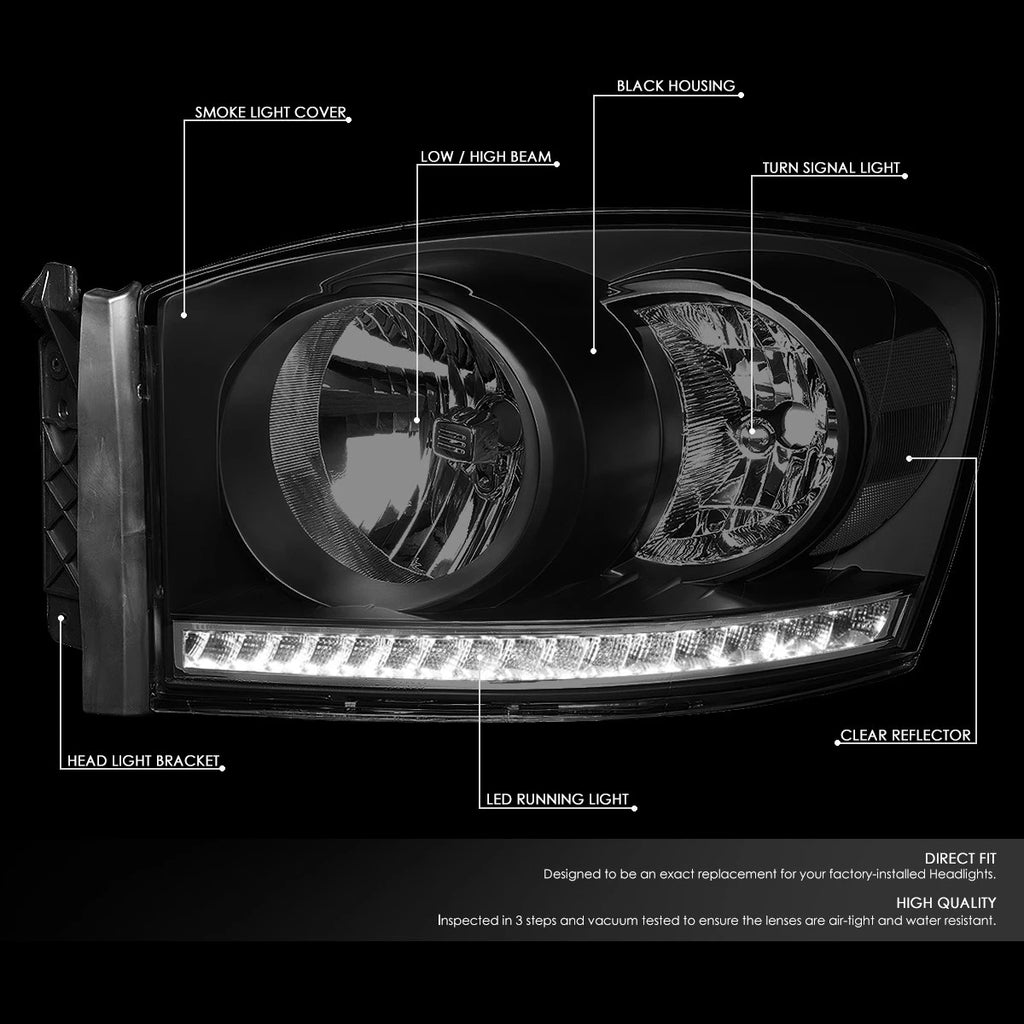 LED DRL Headlight Lamps for Dodge Ram 1500/2500/3500 (2006–2009)