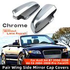 Chrome Wing Side Mirror Caps Covers for Audi A4 A6 (2005–2008)