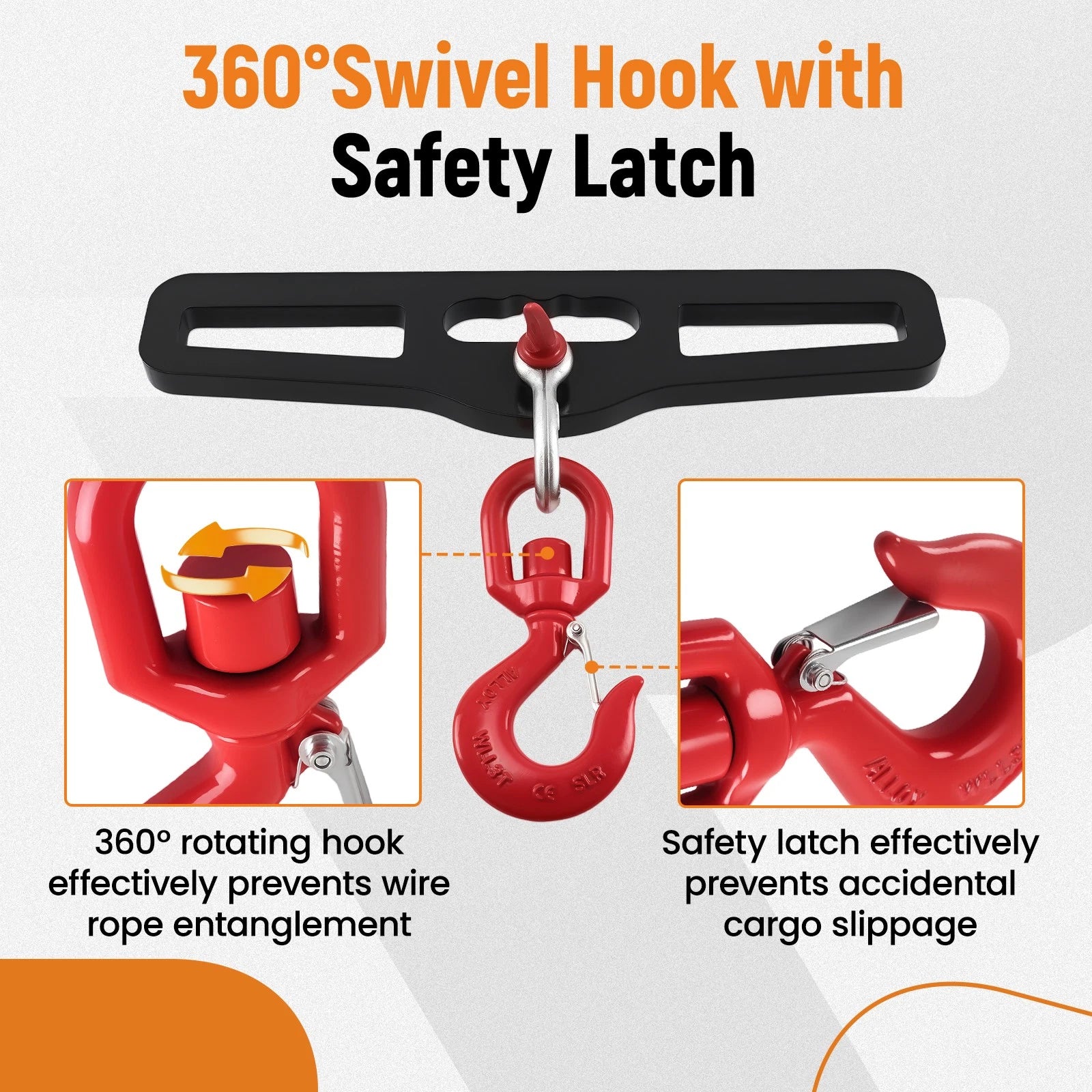 Double Fork Hook Attachment for Standard Forklift Forks (360° Rotating, 6600LBS)