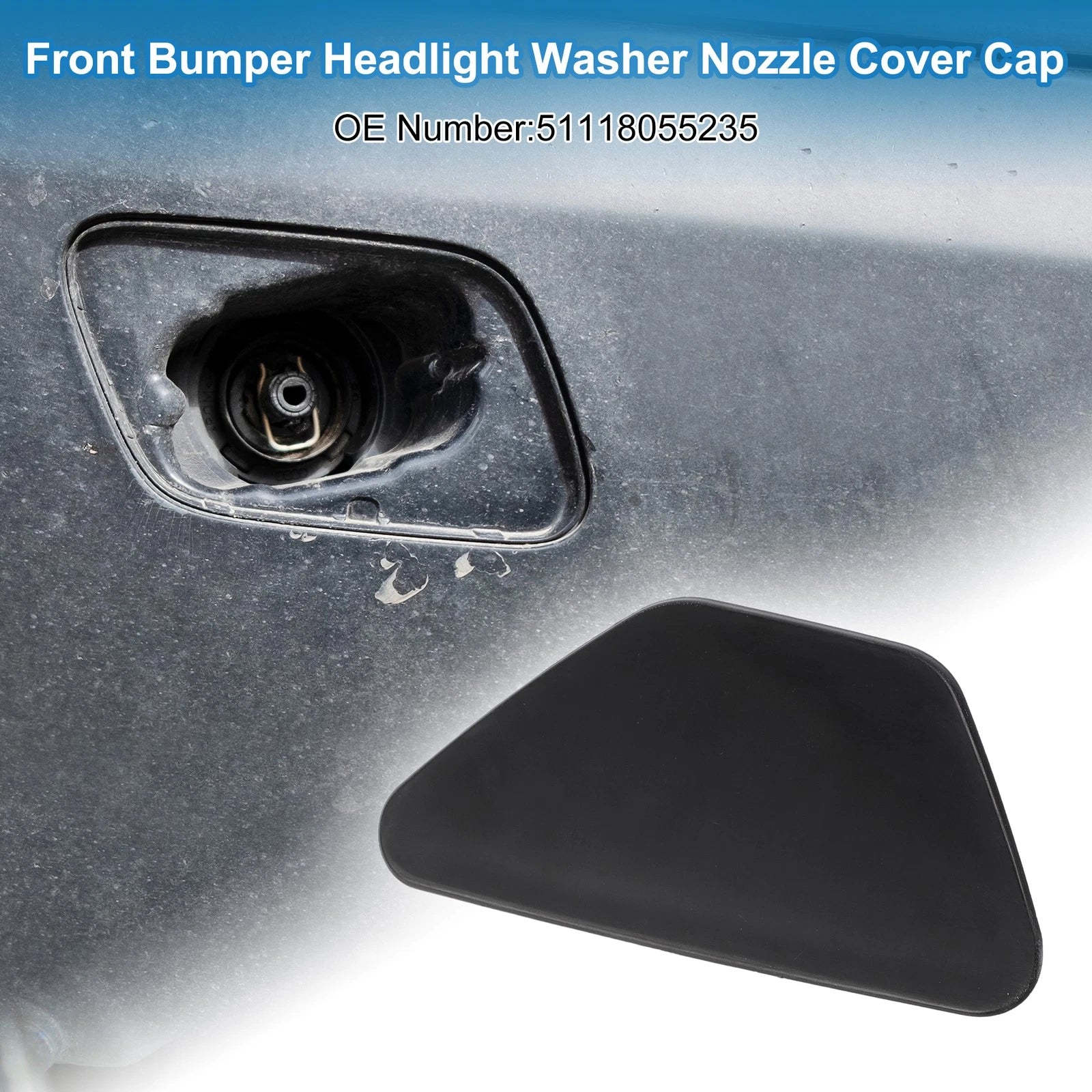 Front Left Headlight Washer Nozzle Cap for BMW M5 (2013–2016) Unpainted Black