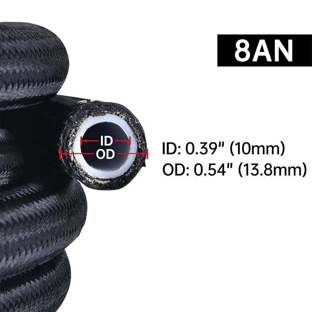 10FT Nylon Braided PTFE Fuel Line Hose Kit for Universal Applications