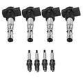 Set of 4 Ignition Coils & Iridium Spark Plugs for Audi A4, VW Beetle (L4)