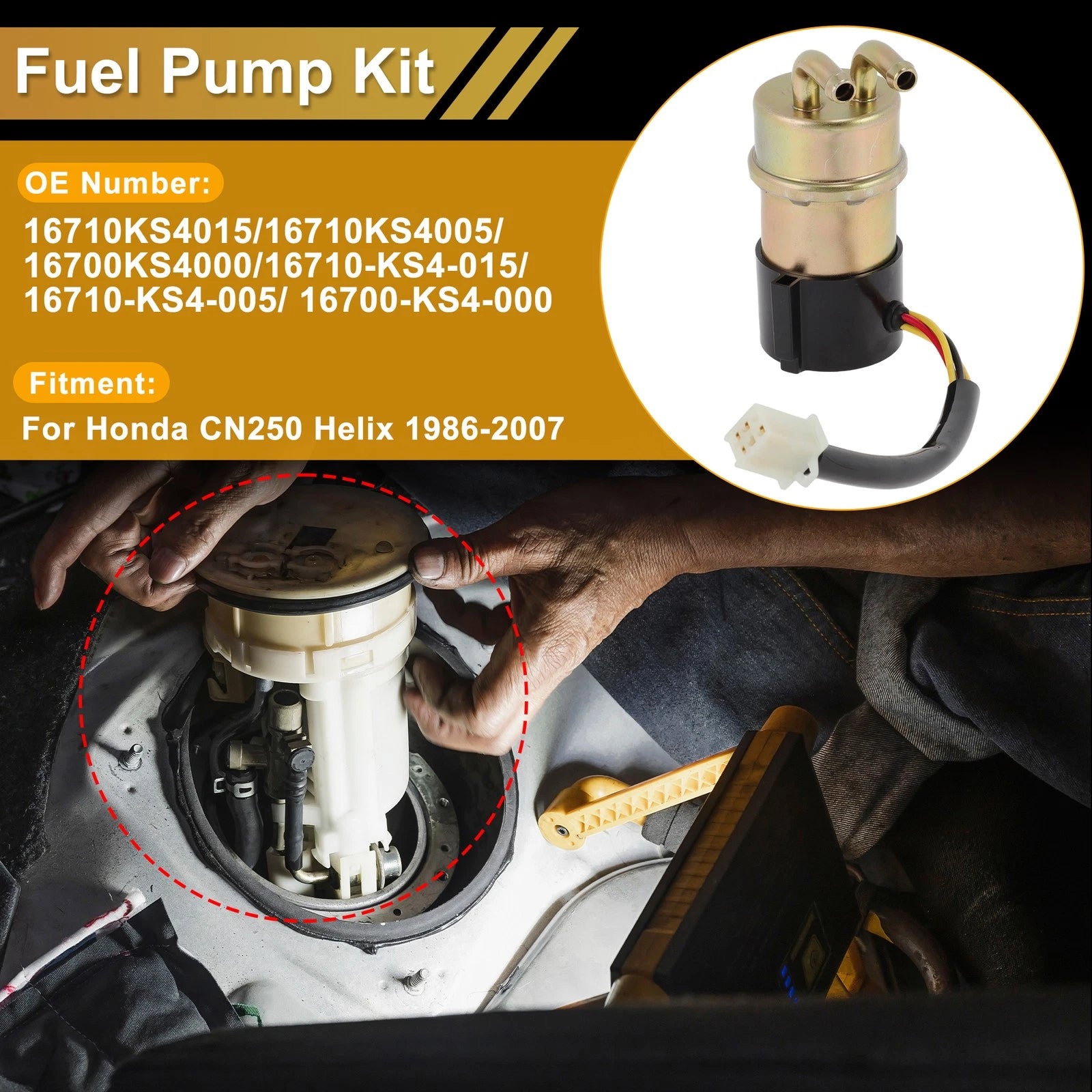 Electric Fuel Pump Set for Honda CN250 Helix (1986–2007) 16710KS4015