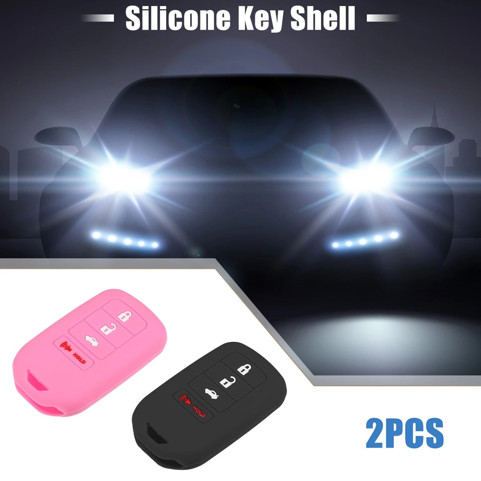 2X Smart Key Fob Cover for Honda Accord EX EXL EX-L (2013–2018) Black Pink