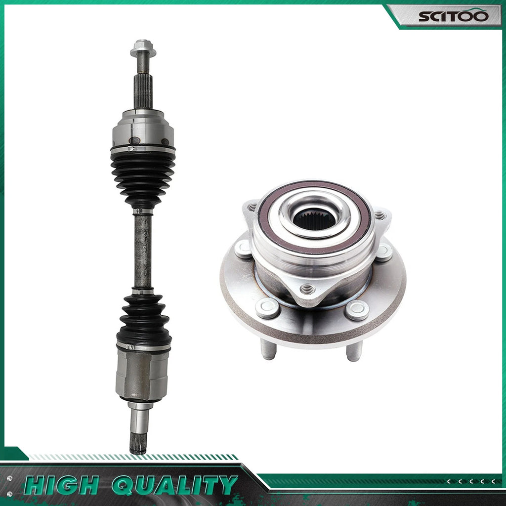 Front Left CV Axle Shaft + Wheel Hub Bearing for Dodge Durango (2011–2019, 2022) AWD