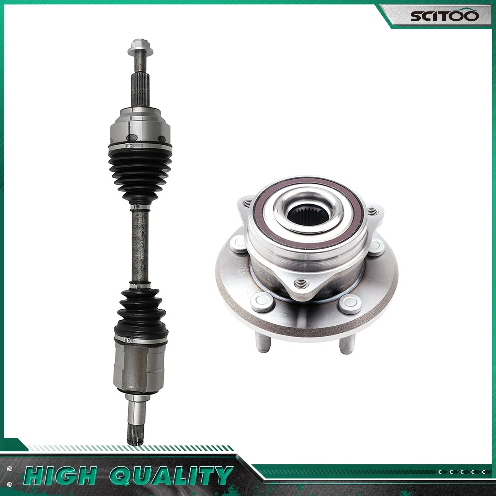 Front Left CV Axle Shaft + Wheel Hub Bearing for Dodge Durango (2011–2019, 2022) AWD