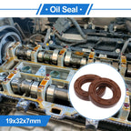 2X Oil Seal Rotary Shaft Seal for Various Models (19x32x7mm) FKM Rubber