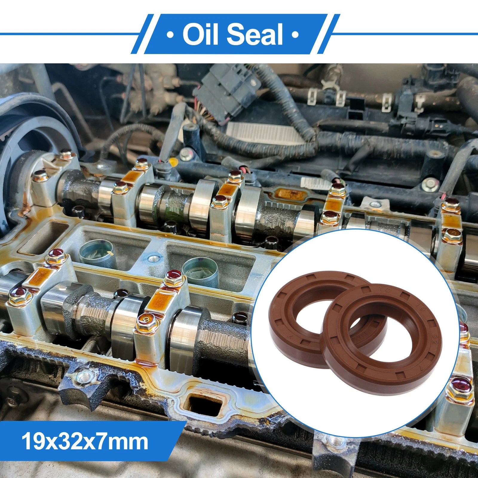 2X Oil Seal Rotary Shaft Seal for Various Models (19x32x7mm) FKM Rubber