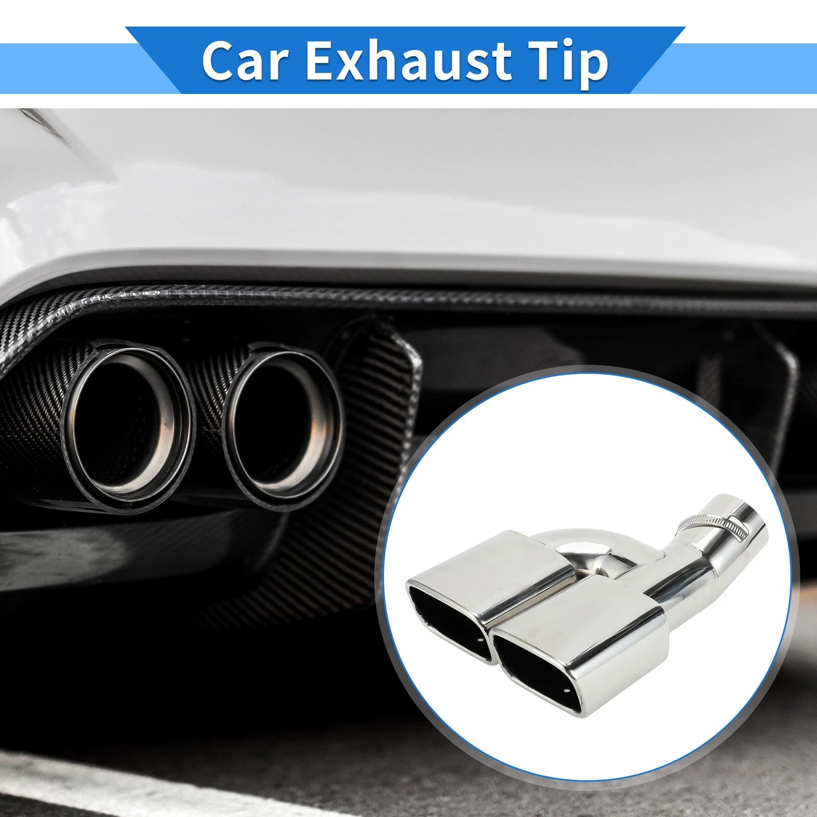 1 Pc Square Curved Dual Exhaust Tip 2.4" Inlet for Toyota Noah/Voxy (2007–2022)