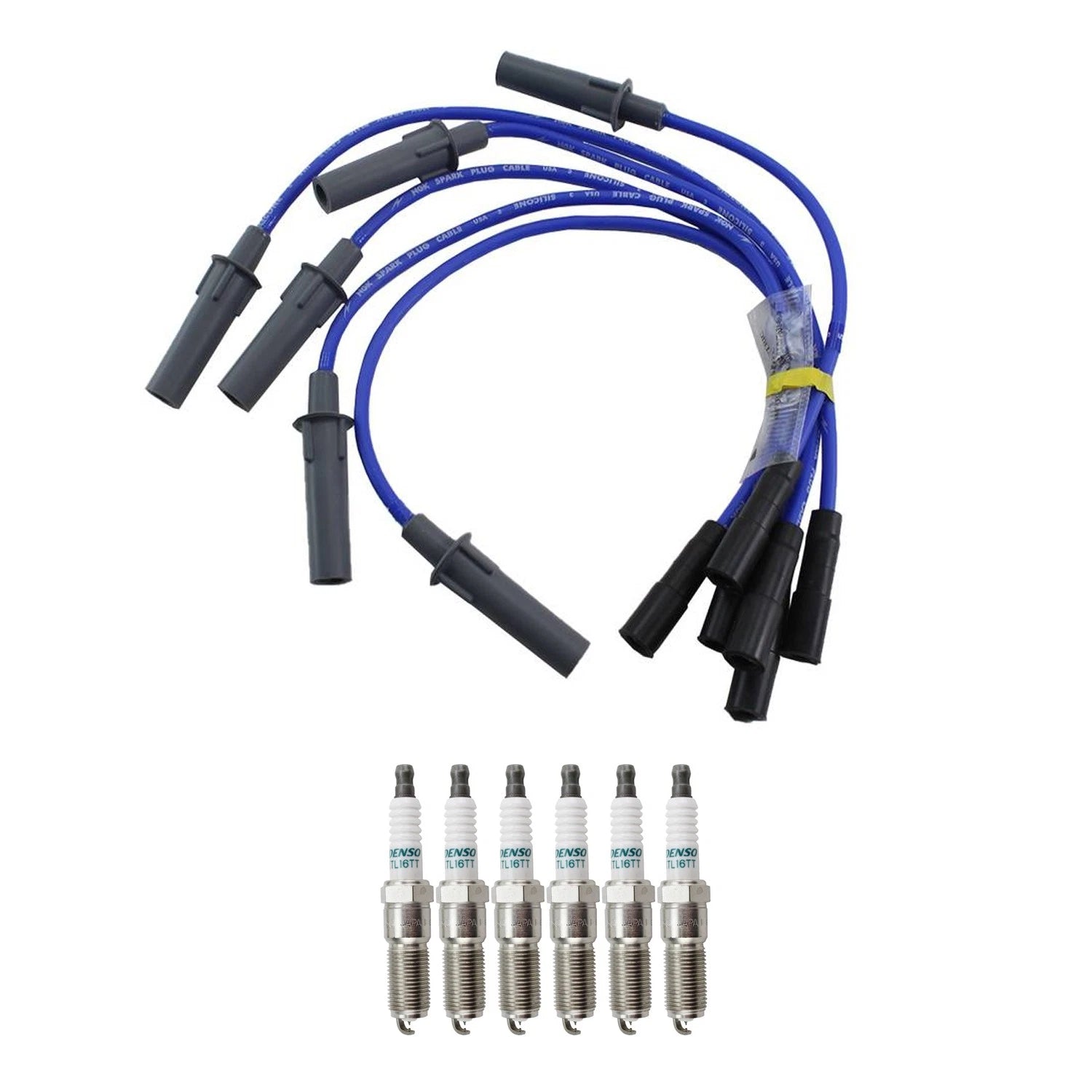 NGK 7mm Wire Set & Denso Iridium Spark Plug Kit for Caravan Town & Country