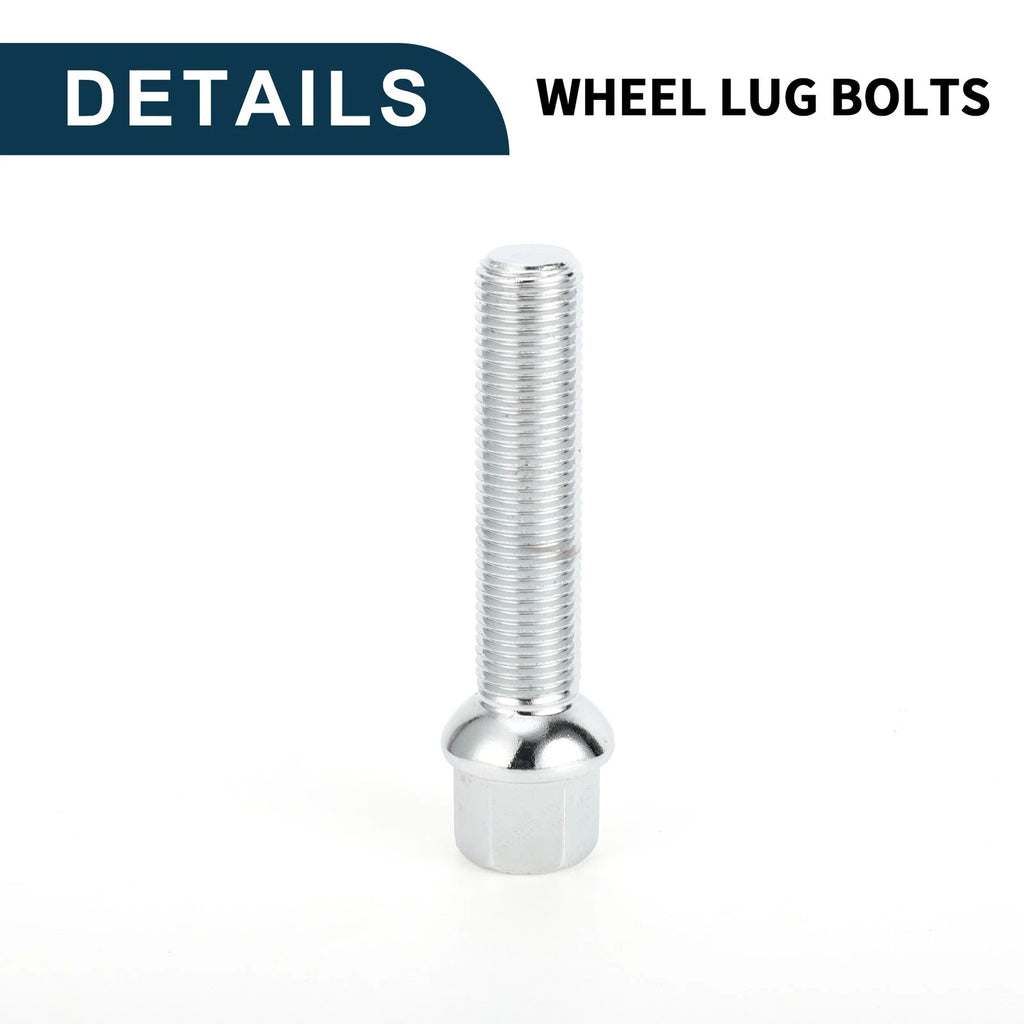 10 Pcs M14x1.5mm Ball Seat Wheel Lug Bolt 60mm Shank for Volkswagen Audi 