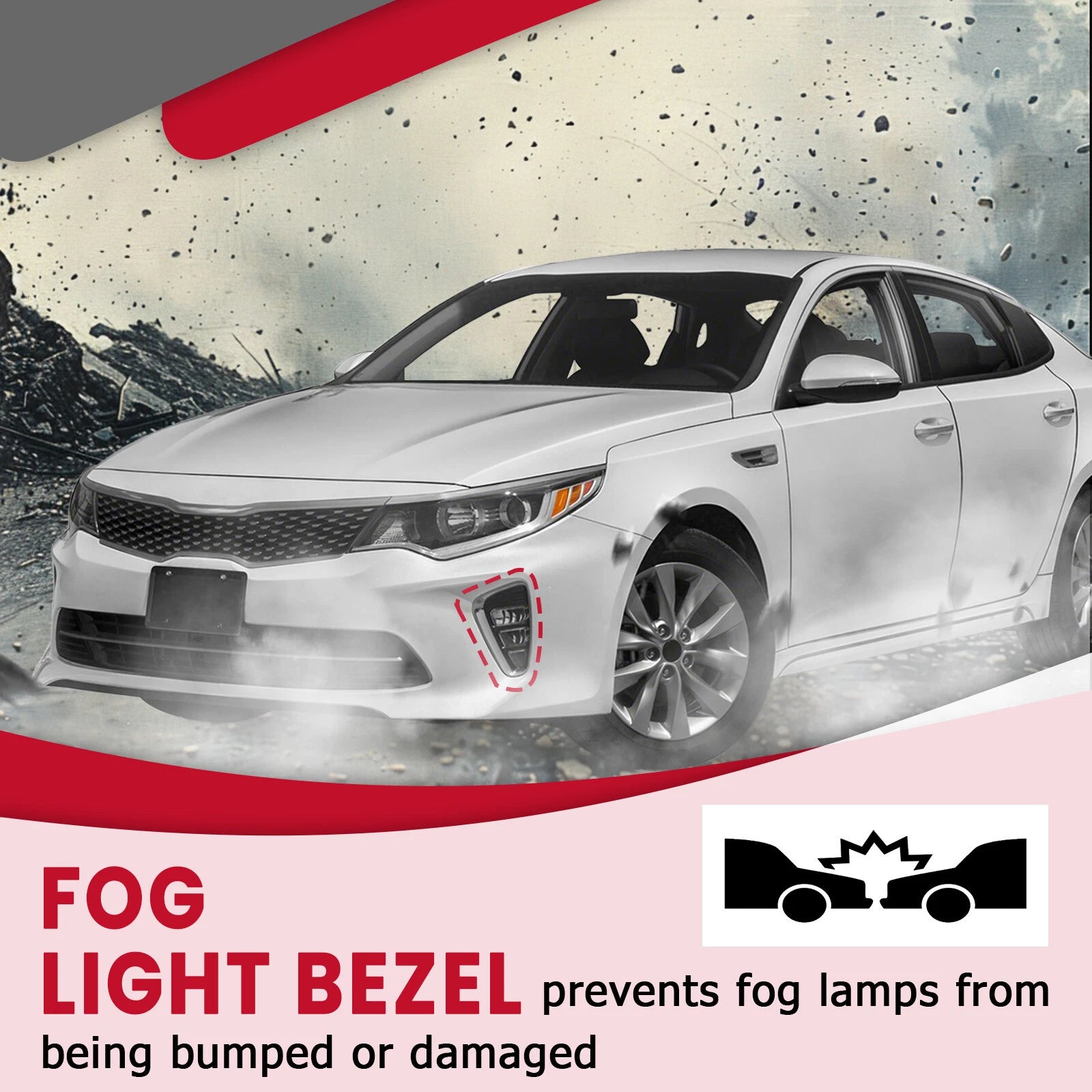 Set of 2 Chrome Fog Light Bezels for Kia Optima (2016-2018)