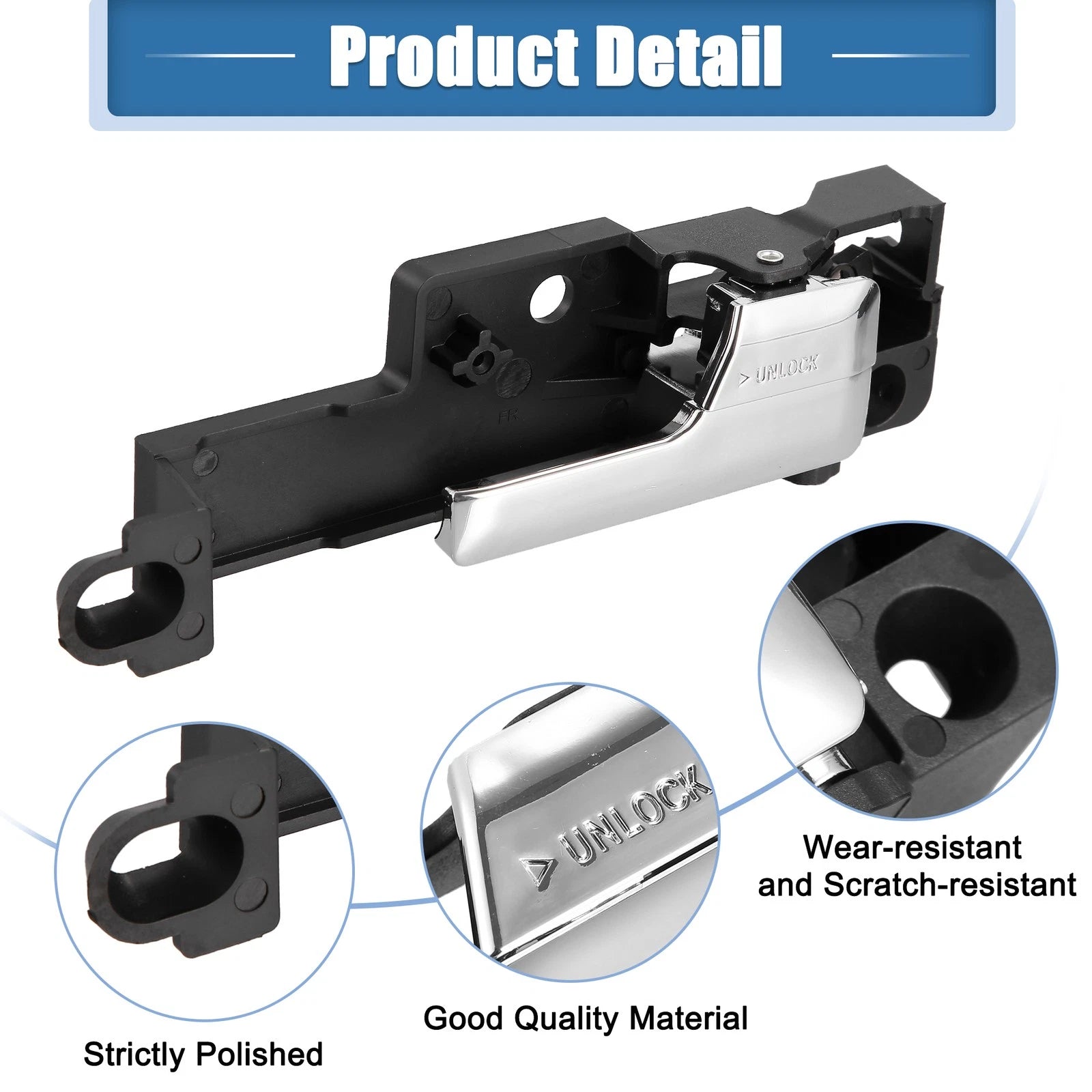 1 Pair Interior Door Handle for Ford Fusion (2006–2012) 6E5Z5422600-AA