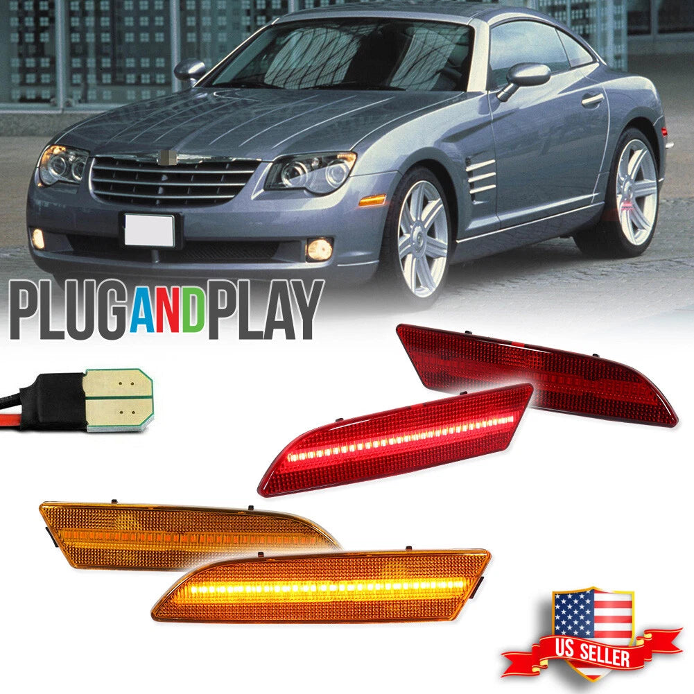 Set of 4 LED Front & Rear Side Marker Lights for Chrysler Crossfire (2004–2008)