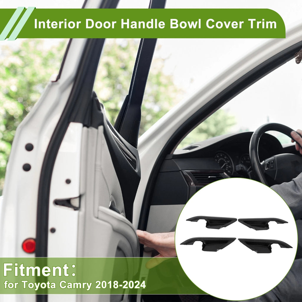 Set of 4 Interior Door Handle Bowl Cover Trim for Toyota Camry (2018–2024) ABS