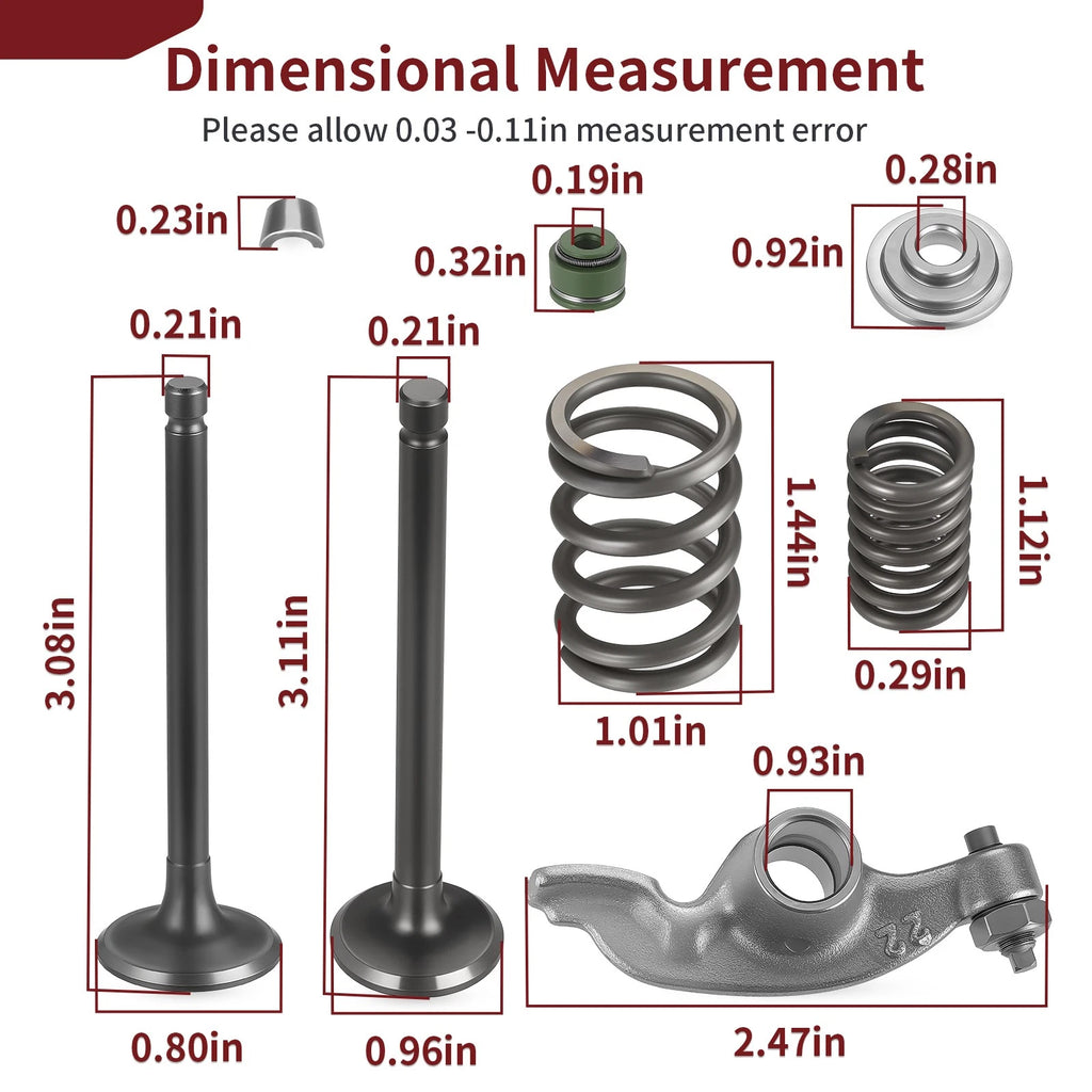 Rocker Arm and Intake Exhaust Valves for Honda CRF80F CRF100F XL100S XL80S XL75