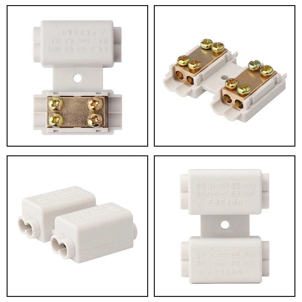 2X Position No Break Terminal Block ZK-1306 400V 60A for Safe Wiring