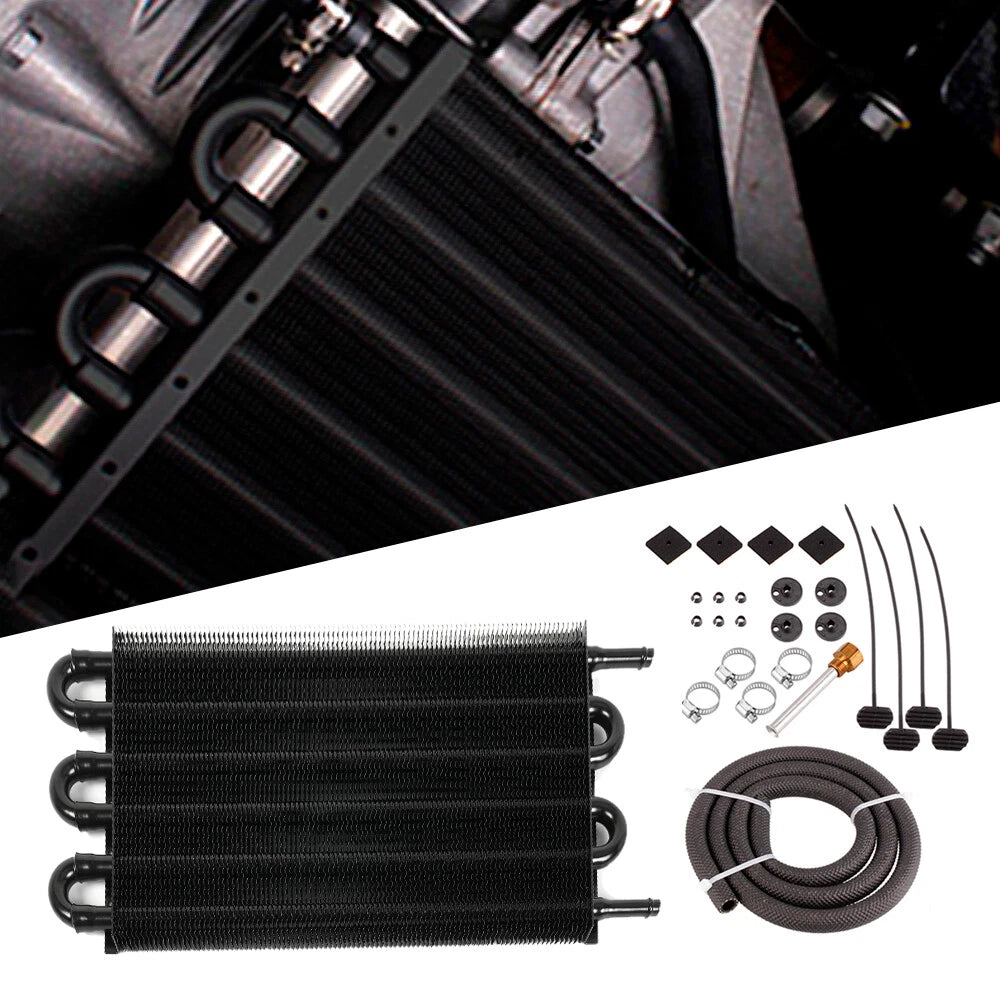 Universal Aluminum Remote Transmission Oil Cooler Kit 6 Rows