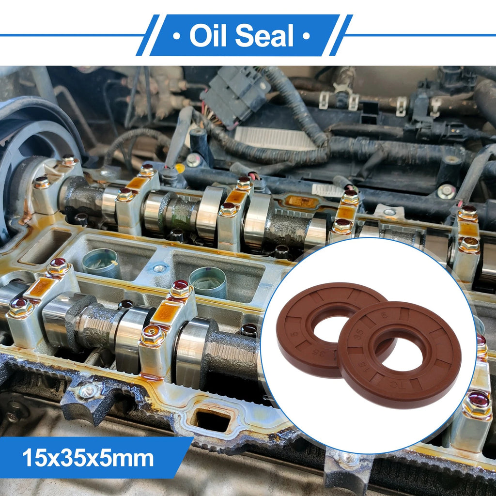 2X Oil Seal Rotary Shaft Seal for Various Models (15x35x5mm) FKM Rubber