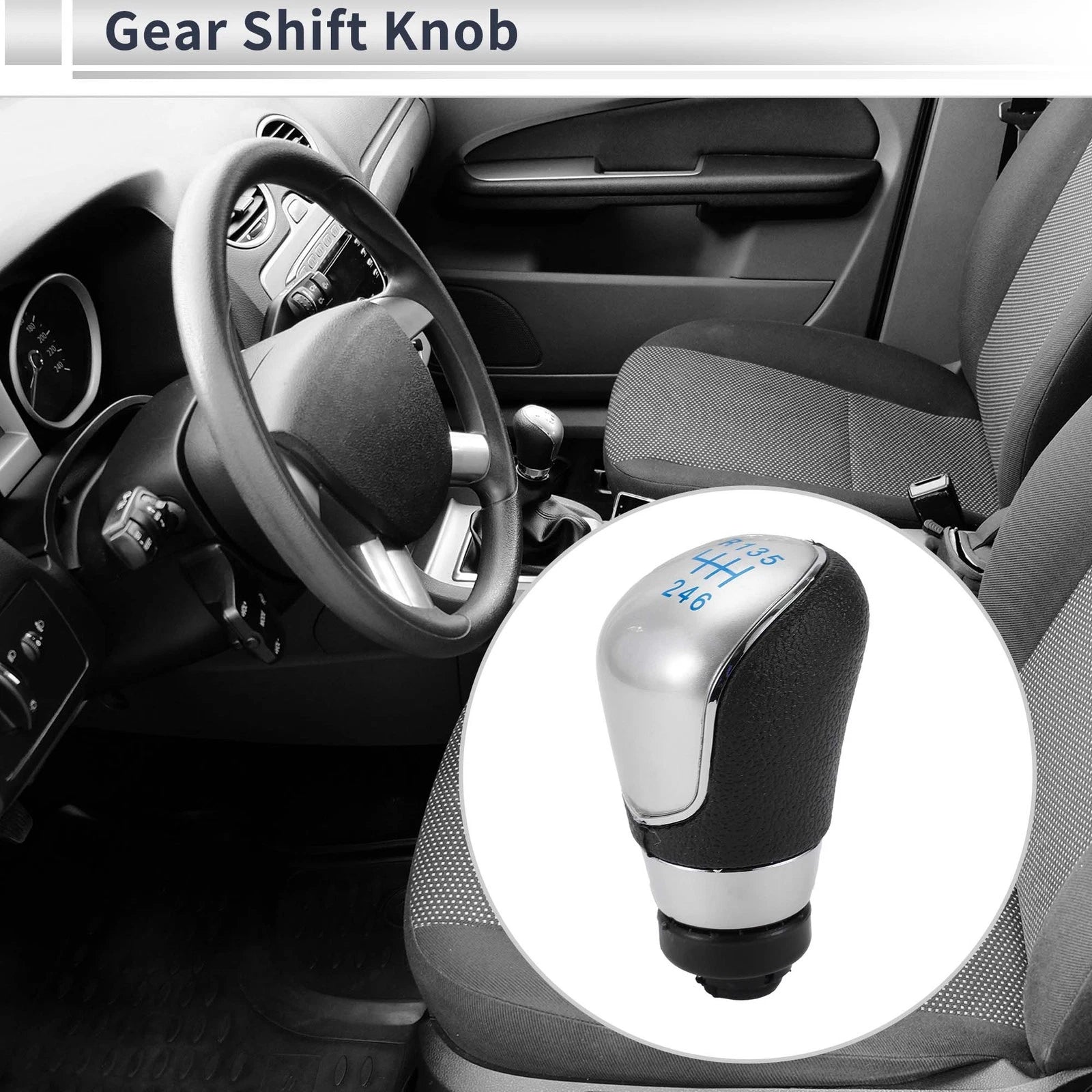 6 Speed Shift Knob for Ford Focus MK2 FL (2008–2011) Blue Black Silver Tone