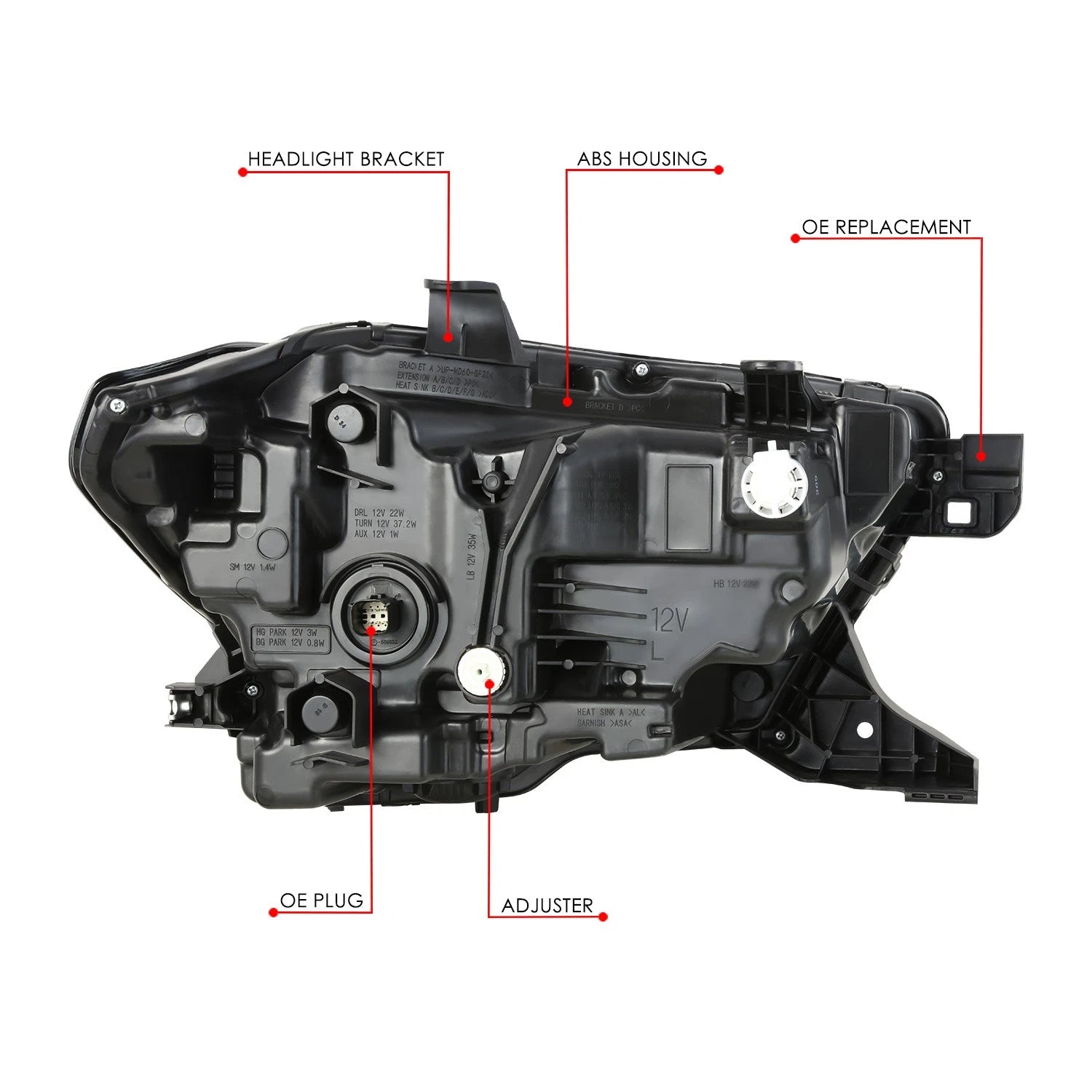 Driver Left Side Headlight for Toyota Tacoma (2020–2023) - Black Housing, Amber Corner