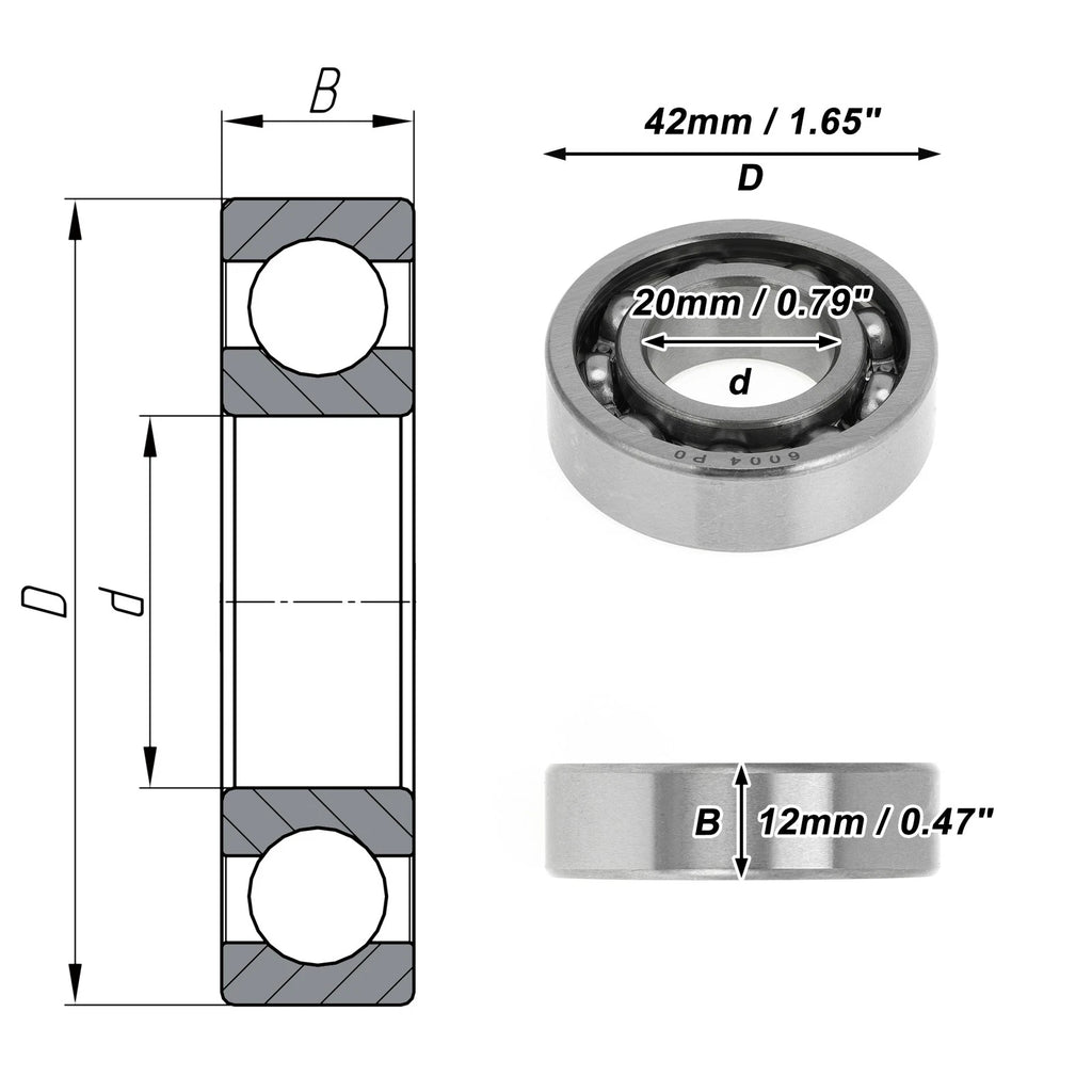 6004 Deep Groove Ball Bearing for Scooter Skateboard Wheel (P0 20x42x12mm)