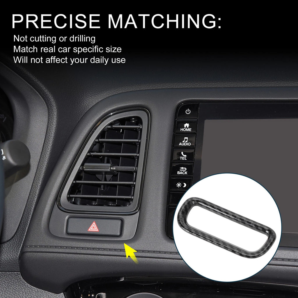 Warning Lamp Button Cover for Honda Vezel RV3/RV4/RV5/RV6 (1Pc, Carbon Fiber Black)
