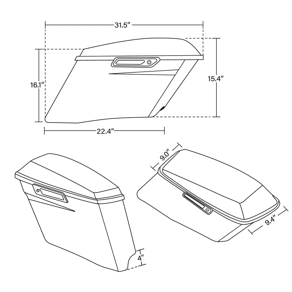 4" Hard Saddlebags for Harley Street Glide (2014–2025) Midnight Crimson/Vivid Black