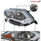 Set of 2 Projector Chrome Headlights for Nissan Rogue (2017–2019)