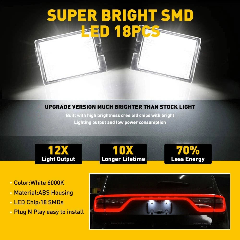 Set of 2 LED License Plate Light Lamps for Dodge Durango (2014–2020)