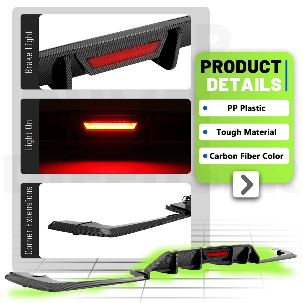 Rear Bumper Diffuser with LED Light for Hyundai Elantra (2021-2023)