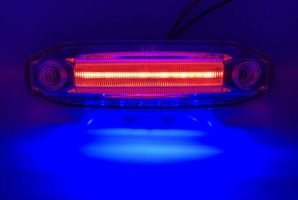 LED Marker Clearance Light w/ Blue Side Ditch for Red Clear Lens (5 Inch)