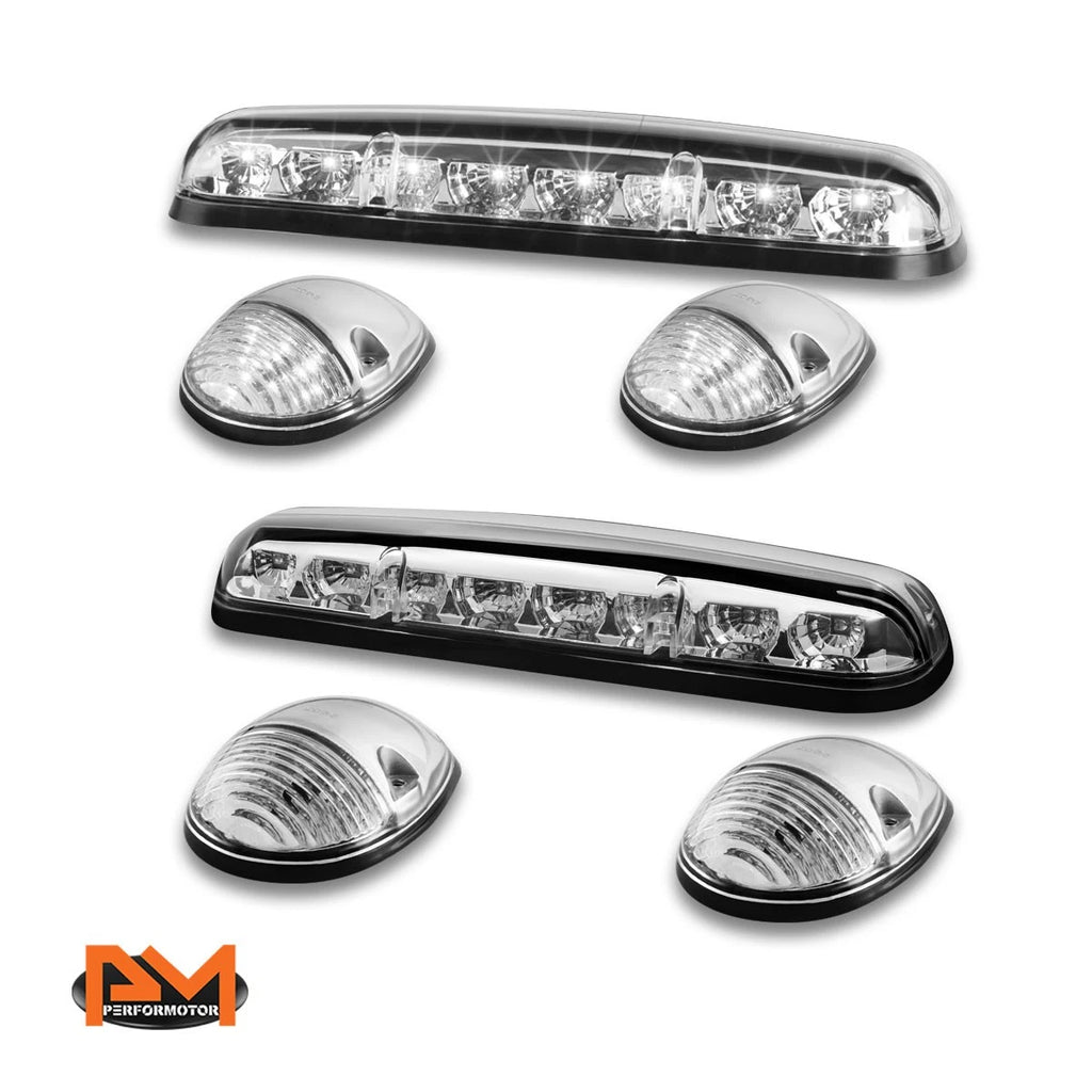 3Pcs Cab Roof Running Light Chrome Housing White LED for Silverado/Sierra (2002–2007)