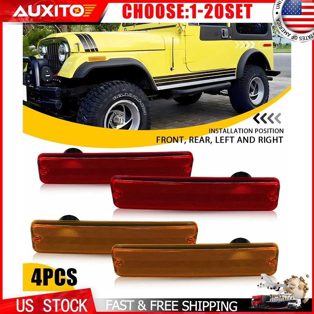 Set of 4 Side Turn Signal Lights for Jeep CJ5 CJ6 CJ7 CJ8 (1972–1986)
