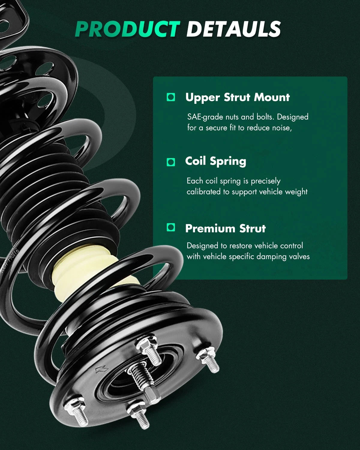 Set of 4 Front Strut Coil & Spring Rear Shock for Ford Flex (2010–2011)
