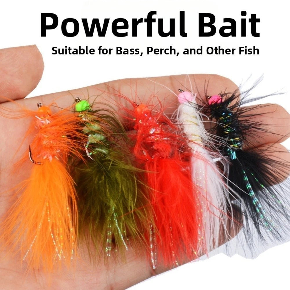 Set of 5 Wooly Bugger Fly Fishing Lures for Trout Bass Perch