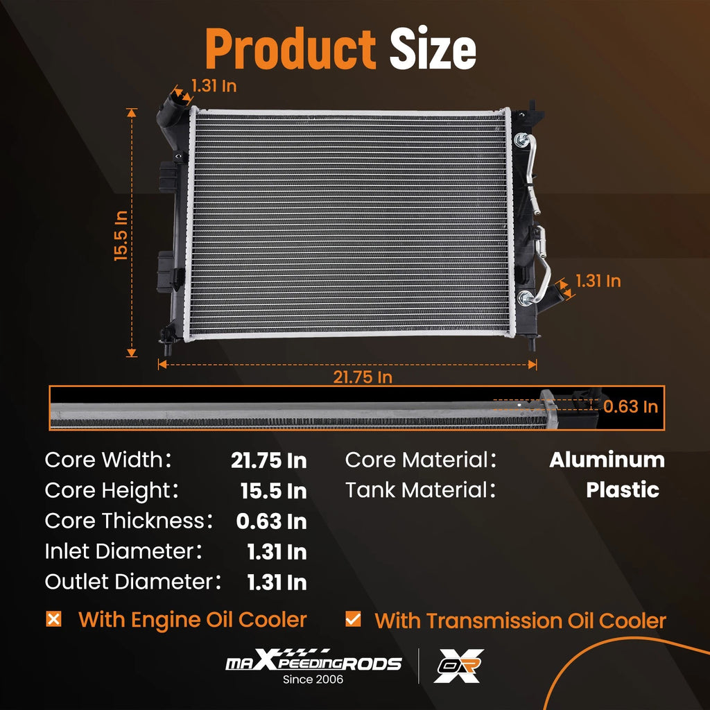 Primary Radiator for Kia Soul (2014–2019) 1.6L 2.0L (25310B2000)