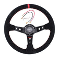 14” Steering Wheel with Suede Leather for Universal 6 Bolt + Quick Release Adapter