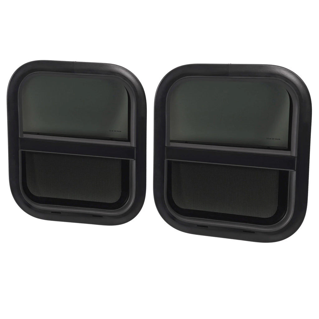 2 Pack Black Replacement Windows for RV Teardrop Style (14" W x 16" H)