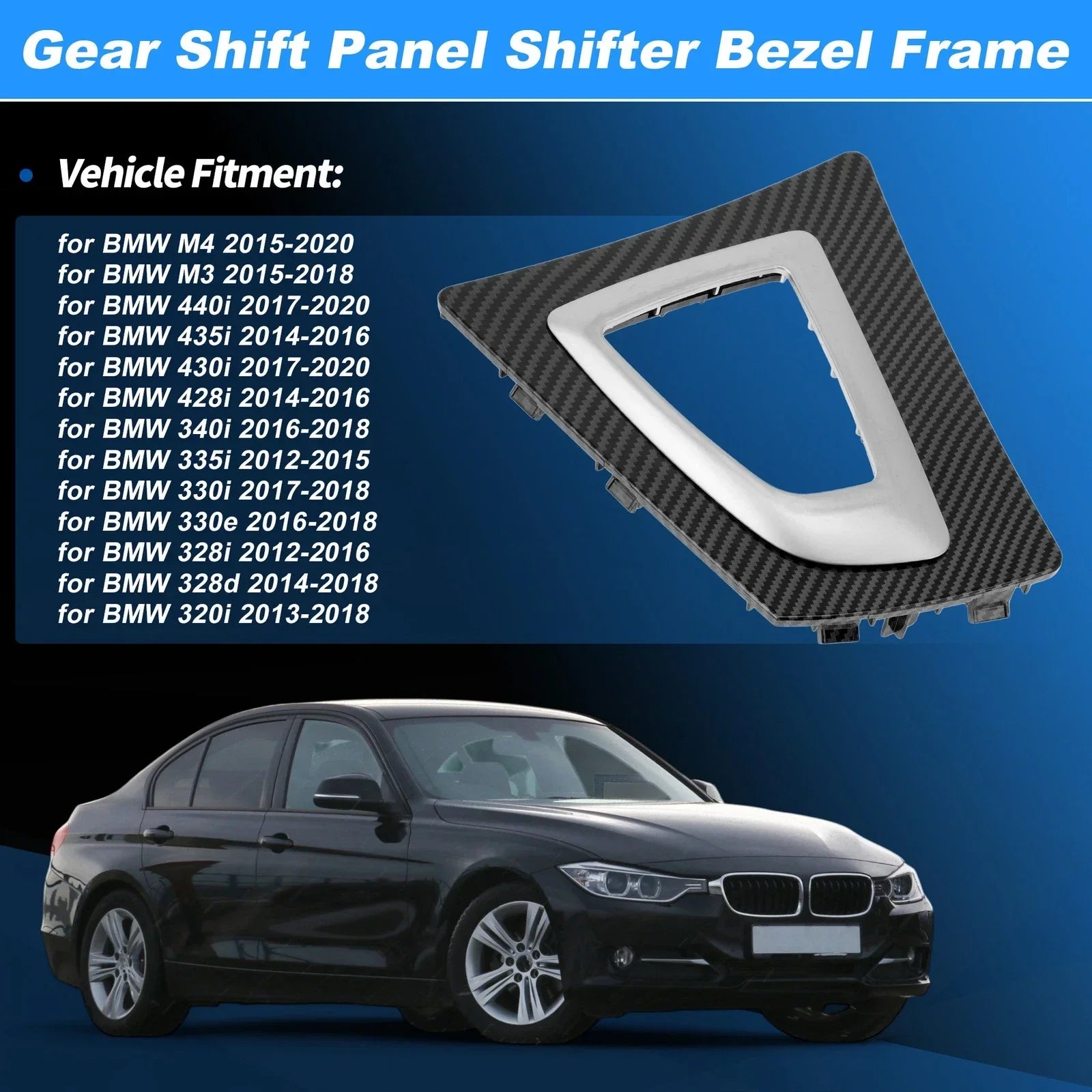 Carbon Fiber Pattern Gear Shift Panel Bezel Frame for BMW F30 F31 F32 F33 F34 (2012-2019)