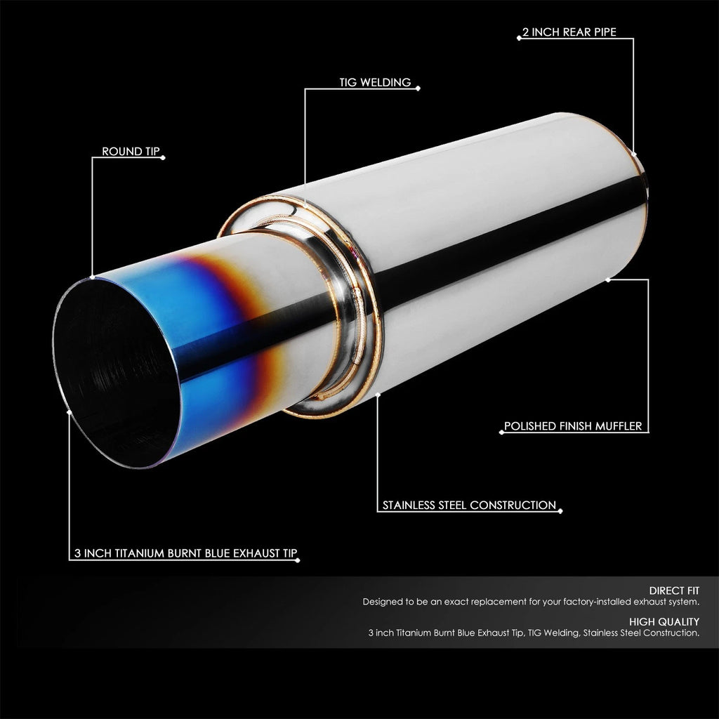 3" OD Burnt Titanium Round Tip Exhaust Muffler for Universal Fit (2000–2023)
