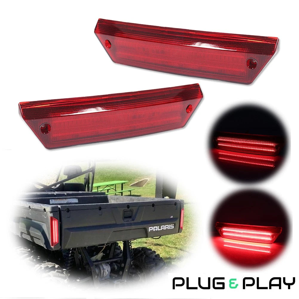 Set of 2 Red Tail Lights for Polaris Ranger 500 700 800 900 (2009–2016)